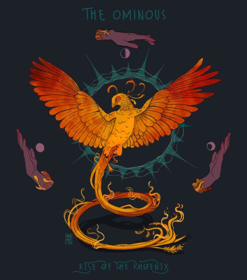 Cover d'album pour la sortie de Rise of the Phoenix par The Ominous
